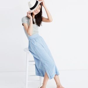Madewell Indigo Side-Button Midi Skirt Light Blue